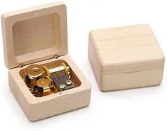 ミニ木製オルゴール 18 Note Wind Up Music box 木製音楽ボックス 金メッキのムーブメント搭載 (メープル, エリーゼのために)