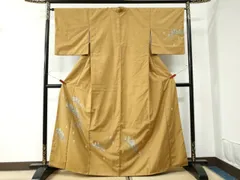 平和屋着物●本手描友禅作家　秋山章　訪問着　紬地　樹林文　正絹　逸品　CAAU2564yc