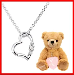 【送料無料 】4月誕生石 ダイヤモンド・ブラウンベア [シアーズ] 天然ダイヤ ハート ネックレス レディース テディベア ぬいぐるみセット 4月 ダイヤモンド