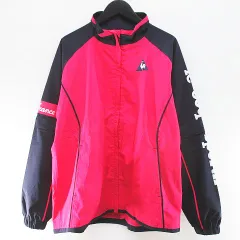 ルコックスポルティフ le coq sportif Golf Collection レインウェア セットアップ 上下 M 紺系 ネイビー ジップアップ  ジップフライ プリント 裏地