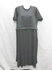 ◇ ⊂ THREE SQUARE 切り替えデザイン 半袖 ロング丈 ワンピース サイズF ブラック レディース E  【1410100025053】