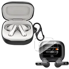 【特価商品】JBL LIVE BUDS 3/ LIVE BEAM 3 用 ケース カバー+ 保護フィルム Mosasa シリコン保護ケース充電便利 全面保護紛失防止滑り止め 軽量キズ防止 スリム 薄型 旅行 耐衝撃 防塵-ブラック