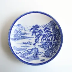 美品　陶器　年代物　盛り皿　楕円　染付の山水の絵柄が素敵な　古道具　濃淡が美しい Amazon.co.jp: ノーブランド品有田焼美染窯時代絵絵変わり焼き物