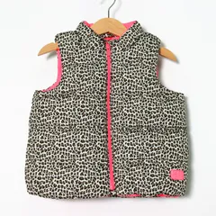 ギャップ ダウンベスト 中綿入り アウター ヒョウ柄 キッズ 女の子用 100サイズ ブラウン GAP 【中古】