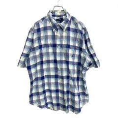 NAUTICA 半袖シャツ XXLサイズ ノーティカ ビッグサイズ チェックシャツ ブルー 古着卸 アメリカ仕入 t2406-3582