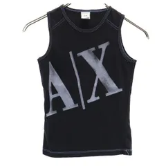 アルマーニエクスチェンジ USA製 プリント タンクトップ XS ブラック系 ARMANI EXCHANGE ロゴ レディース 【中古】  【230810】 メール便可