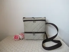 コインスルーお財布付きミニショルダーバッグ　撥水ナイロンキルティング❛ベージュ❜＆ブラウンで