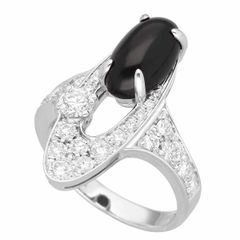 BVLGARI ブルガリ ダイヤモンド オニキス エリシア リング 日本サイズ約11号 #51 750 K18 WG ホワイトゴールド Made In Italy【送料無料】指輪【中古】24471231