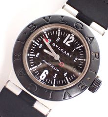 現状品 稼働品 精度保証なし BVLGARI(ブルガリ) アルミニウム AL29TA AL/ラバー QZ クォーツ 黒文字盤 メンズ レディース 腕時計