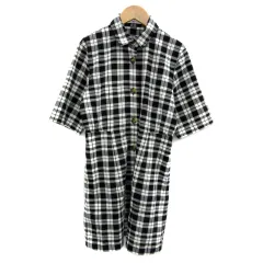 スライ SLY シャツワンピース ひざ丈 半袖 チェック柄 1 黒 ブラック 白 ホワイト /YS19