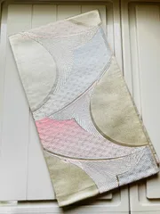 袋帯 正絹 / 銀色系 シルバー系 / 菊 幅約31cm 着物帯 TCS着物 W49