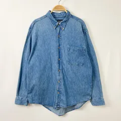 90年代 90s USA製 アメリカ製 オールドギャップ OLD GAP 長袖 ボタンダウン BD デニムシャツ 輸入古着 海外古着 US古着 メンズ Lサイズ ブルー ヴィンテージ vintage ビンテージ 【S95】