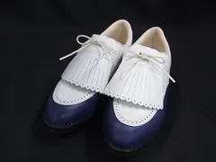 BALENCIAGA バレンシアガ レザー ゴルフシューズ 表記サイズ 23.0cm 靴 シューズ ホワイト系×ネイビー系 DF7088のサムネイル