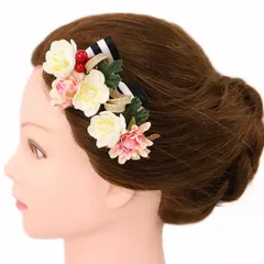 髪飾り 成人式 赤 振袖 前撮り 袴 浴衣 夏祭り 花火大会 豪華2点セット 白 ピンク 薄ピンク ゴールド 黒 組紐 リボン ストライ No.9-4140