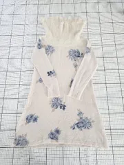 ◇ ⊆ プロポーションボディドレッシング 花柄 長袖 膝丈 ニット ワンピース サイズF クリームピンク系 レディース E  【1509100083955】