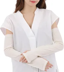 HOHADA アームウォーマー シルク uvカット 日本製 レディース 絹 日焼け止め アームカバー ロングタイプ(ロング生成り（オフホワイト）)