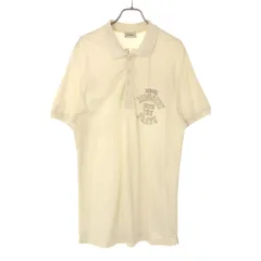 ディーゼル バックプリント 半袖 ポロシャツ M ホワイト系 DIESEL 鹿の子地 メンズ