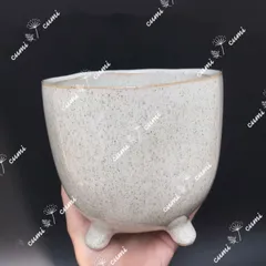 N0037【北欧】 4.5号 脚付き 窯変 白色 植木鉢 室内 陶器鉢 多肉 観葉 植物 鉢カバー 鉢植え 激安 レア インテリア プレゼント 海外 盆栽 おすすめ プランター 人気 デザイン 観葉植物