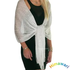 ラメショール ストール お上品 キラキラ輝く 華やか 美しい ドレス 結婚式 大判  白 zak1159