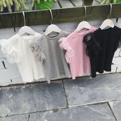 半袖Ｔシャツ　袖フリル　グレー