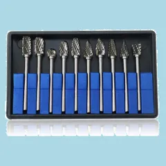 【新着商品】リューター ビット ビット 超硬ドリルビット リューター 3mm 10本セットタングステン製 軸 10種類 刃幅6mm 超硬バー (50mm長)