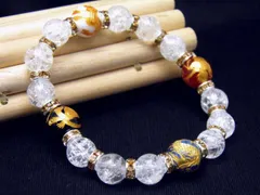 天然石 四神獣ブレスレット 各種金彫り12mm クラック水晶 パワーストーン 四神相応数珠ブレスレット バラ売り 四神獣パワーストーン