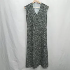 ◇ ⊂ NATURAL BEAUTY BASIC 花柄 バックリボン ノースリーブ ロング ワンピース サイズM グリーン系 レディース E  【1410290010693】