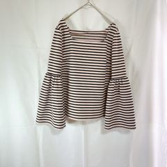 新品 未使用 Cherie Mona シェリーモナ レディース トップス カットソー Tシャツ F フリーサイズ ピンク ベージュ ブラック ボーダー ベルスリーブ スクエアーネック おしゃれ かわいい 西川瑞希 プロデュース