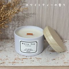 ＊ホワイトティーの香り＊ 焚き火キャンドル ソイキャンドル 木芯 缶 ホテル