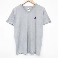 XL/古着 アディダス adidas 半袖 ビンテージ Tシャツ メンズ 90s ワンポイントロゴ Vネック グレー 霜降り 25sep17 中古