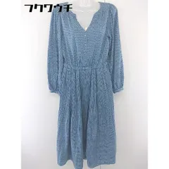 ◇ w closet ダブルクローゼット 総柄 プリーツ 長袖 ロング ワンピース サイズF ブルー レディース  【中古】 【1108060004286】のサムネイル