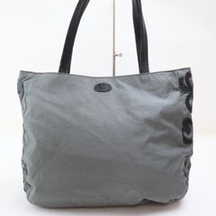 2506-78 イビサ イビザ トートバッグ IBIZA ナイロン×レザー製 グレー×ブラック 上ZIP