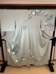 附け下げ　着物　友禅　着物　正絹　袷　落ち着いた柄　落款あり