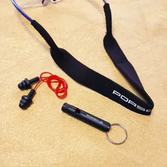 ポルシェ　メガネストラップ　サングラスストラップ　ホイッスル　キーリング　セット　メガネスト　サングラスト　ブラック　耳栓　遮音　ノイズ低減