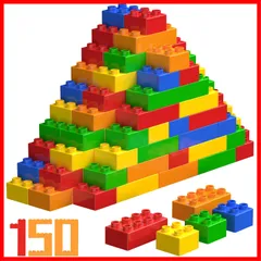 【在庫処分】基礎ブロックセット 150ピース 5色 デュプロ HIUME 互換 レゴデュプロ＆アンパンマンブロック レゴブロック対応 幼児向け 積み木セット