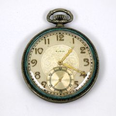 動作品】 エルジン 懐中時計 ＋ 漢字表記コンパスチャーム | Mercari