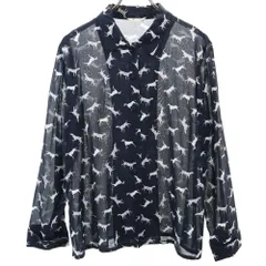 アクアスキュータム 日本製 総柄 長袖 シャツ 黒系 Aquascutum レディース 古着 【240510】 メール便可