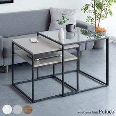 NEW ネストセンターテーブル ガラステーブル ネストテーブル サイドテーブル ナイトテーブル Poluca ポルカ 2701