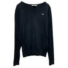 LACOSTE コットンニット セーター S~ ブラック レディース ラコステ Vネック 古着卸 アメリカ仕入 a703-5723