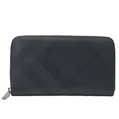BURBERRY バーバリー 長財布 財布 二つ折り財布 オーガナイザー ラウンドファスナー ロングウォレット PVC チェック柄 ブラック