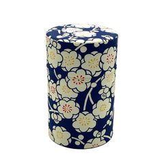 野口熊太郎茶園 茶筒 茶缶 150g 和紙貼 中蓋付き 梅浪漫 日本製 おしゃれ (紺)
