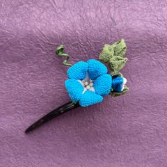 朝顔　つまみ細工　髪飾り　ヘアクリップ　浴衣　夏祭り　花火大会　ハンドメイド