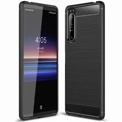 Xperia 1 II ケース SO-51A SOG01 エクスペリア１ マーク2  カーボン調 薄型 耐衝撃 ソフト ケース 【Color】 ブラックのサムネイル