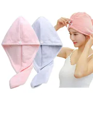 ヘアドライタオル ドライキャップ 【2枚セット】 速乾 髪タオル 長い髪専用 軽量 シャワーキャップ 強い吸水性 お風呂上がり タオルキャップ ふわもこ ヘアターバン ヘアキャップ バス用品（ピンク+水色）