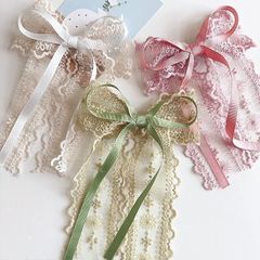 バレッタ レース リボン ピンク ヘアアクセサリー レディース 女の子 レトロ 大きめ 髪留め 結婚式 お呼ばれ しっかりとまる シンプル プリンセス お姫様 おしゃれ 韓国 大人も子供も使える！ きれいめ ハーフアップ 一つ結び フラワー ロング ロリータ