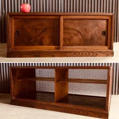 1005 ヴィンテージ杉の収納棚展示台ケース古家具ローボードレトロ