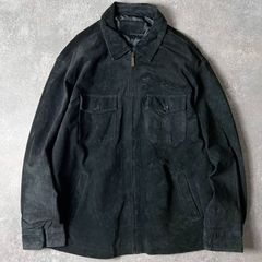 希少デザイン！背中 鷹エンボスプリント スエードレザー トラッカージャケット 希少デザイン！背中 鷹エンボスプリント スエードレザー トラッカー