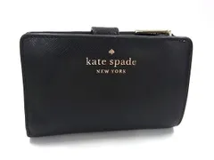 ■美品■ kate spade ケイトスペード WLR00128 レザー 二つ折り 財布 札入れ 小銭入れ ウォレット レディース ブラック系 DI0786