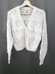 ◇ ⊆ OLIVE des OLIVE オリーブ デ オリーブ パールボタン 長袖 ニット カーディガン サイズF グレー レディース E  【1506180005945】