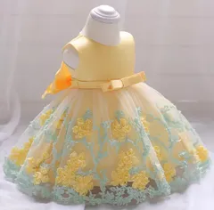 好評　お花モチーフ　ふんわりチュール　ドレス　発表会お誕生日ドレスcocobee